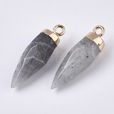 Top Golden Plated Natural Labradorite Pointed Pendants X-G-S359-078D-1