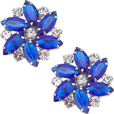 2Pcs Detachable Flower Glass Rhinestone Shoe Decoration AJEW-FG0001-99-1