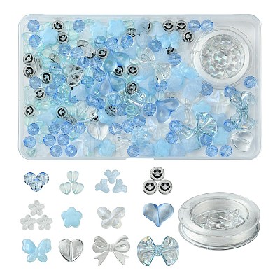 219Pcs 12 Styles Acrylic Beads with 1 Roll Strong Stretchy Beading Elastic Thread OACR-FS0001-58-1