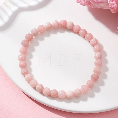 Natural Pink Opal Round Beaded Stretch Bracelets for Women BJEW-JB12836-01-1