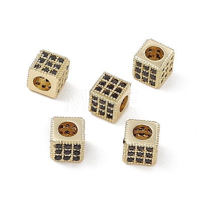 Real 18K Gold Plated Brass Micro Pave Cubic Zirconia Beads KK-E068-VB466-2-1