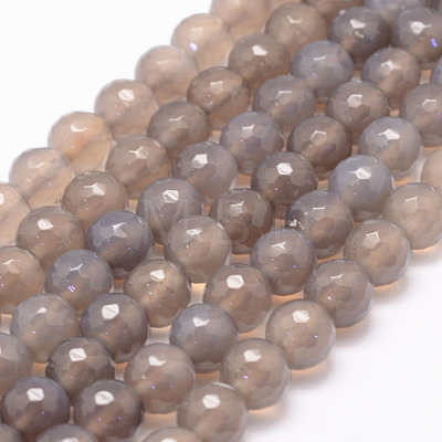 Natural Grey Agate Bead Strands G-K155-D-8mm-F01-1