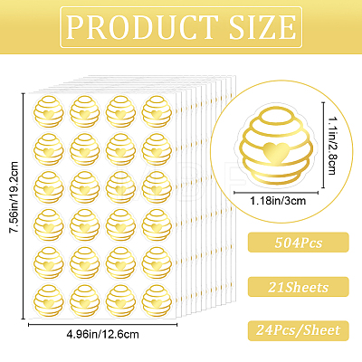 Honeycomb Gold Foil Self-adhesive Stickers DIY-WH20001-13A-1