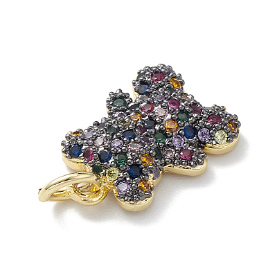Rack Plating Brass Micro Pave Cubic Zirconia Charms KK-H443-06G-03-1