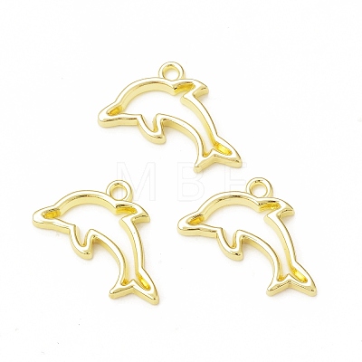 Rack Plating Alloy Dolphin Open Back Bezel Charms FIND-G052-39LG-1