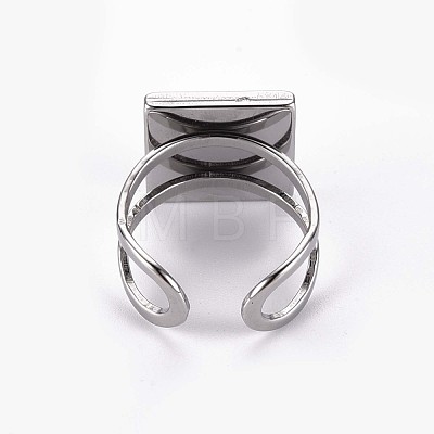 201 Stainless Steel Cuff Pad Ring Settings X-STAS-S080-041B-P-1