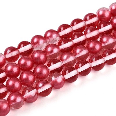 Baking Paint Transparent Glass Beads Strands DGLA-N011-8mm-06-1