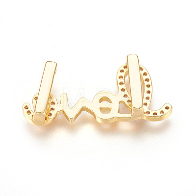 Brass Micro Pave Cubic Zirconia Letter Slide Charms ZIRC-P077-31-NR-1