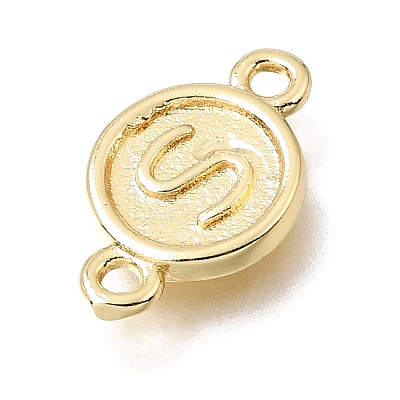 Brass Disc with Initial Links Connector Charms KK-E802-36G-S-1
