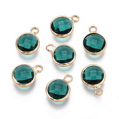 Golden Tone Brass Glass Charms GLAA-ZX008-24G-G-1
