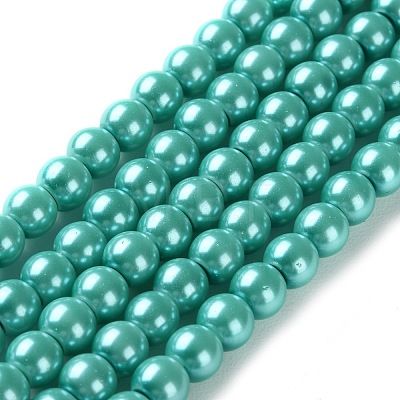 Baking Paint Pearlized Glass Pearl Round Bead Strands HY-XCP0001-18-1