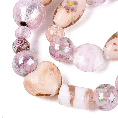 Handmade Foil Glass with Gold Sand Lampwork Beads Strands FOIL-Q002-08F-1