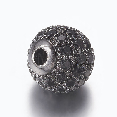 Brass Micro Pave Cubic Zirconia Beads ZIRC-E134-8mm-05B-1