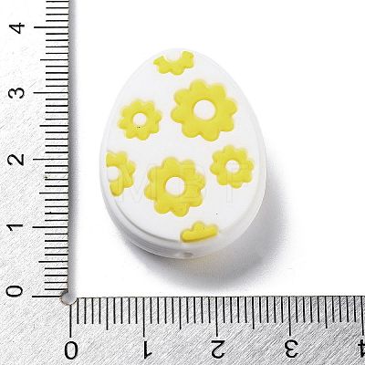 Easter Egg with Flower Silicone Beads SIL-R014-06D-1