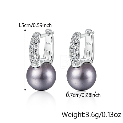 Rhodium Plated 925 Sterling Silver Hoop Earrings LE0614-1-1