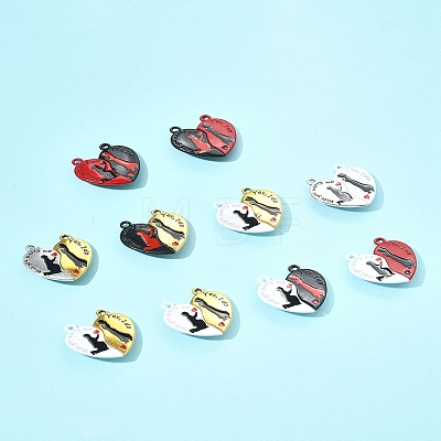 10 Bags Spray Painted Alloy Red and Black Enamel Split Pendants FIND-FS0004-21-1