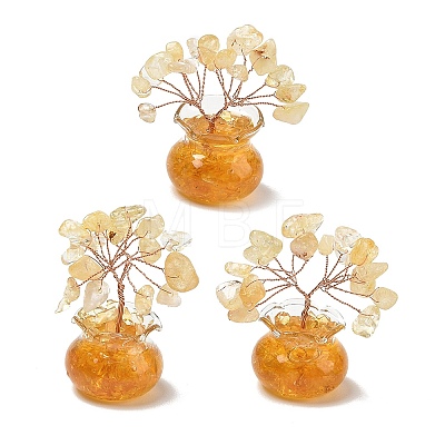 Natural Yellow Quartz Chips Tree of Life Decorations DJEW-Z007-02O-1