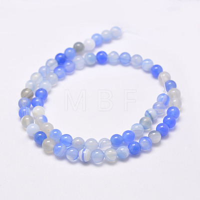 Natural Striped Agate/Banded Agate Bead Strands G-G962-8mm-13-1