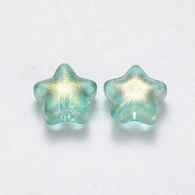 Spray Painted Glass Beads GLAA-R211-04-D06-1