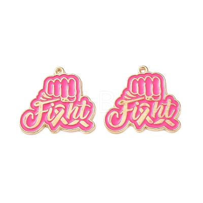 Breast Cancer Awareness Ribbon Zinc Alloy Enamel Pendants ENAM-I079-02G-08-1