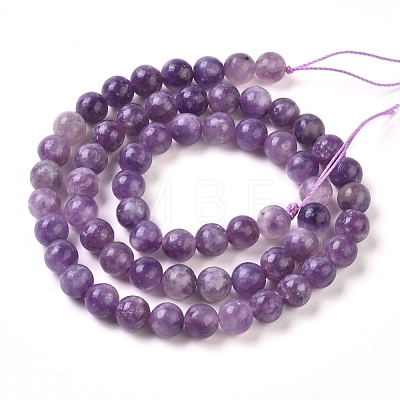 Natural Lepidolite/Purple Mica Stone Beads Strands G-L535-01-6mm-1