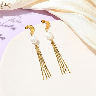 304 Stainless Steel Stud Tassel Earrings for Women EJEW-JE07185-1