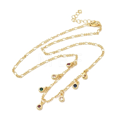 Brass Micro Pave Cubic Zirconia Teardrop Pendant Necklaces NJEW-B157-11G-1