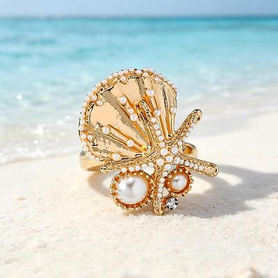 Zinc Alloy Rhinestone Cuff Open Rings for Women RS1336-1-1