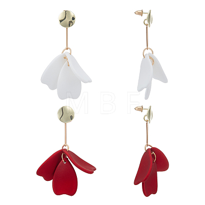 ANATTASOUL 2 Pairs 2 Colors Acrylic Flower Petal Dangle Stud Earrings EJEW-AN0001-32-1