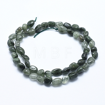 Natural Green Rutilated Quartz Beads Strands G-E483-49-1