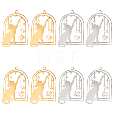 8Pcs 2 Colors 201 Stainless Steel Pendants STAS-DC0005-12-1