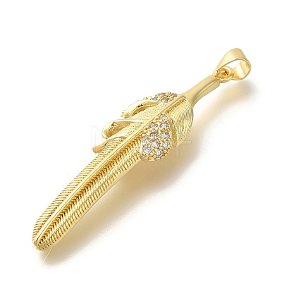 Rack Plating Brass Micro Pave Cubic Zirconia Pendants KK-Z086-52G-02-1