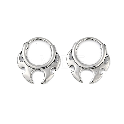 Fire Shaped 316 Surgical Stainless Steel Hoop Earrings X-EJEW-G416-35P-1