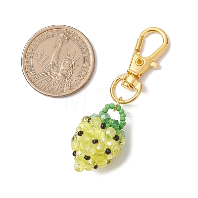 Glass Seed Beaded Strawberry Pendant Decoration HJEW-MZ00160-01-1