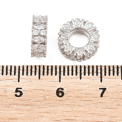 Brass Micro Pave Clear Cubic Zirconia European Beads KK-B186-20P-1