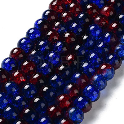 Spray Painted Crackle Glass Beads Strands CCG-Q002-10mm-12-1