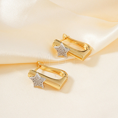 Brass Clear Cubic Zirconia Hoop Earrings PP3741-1-1