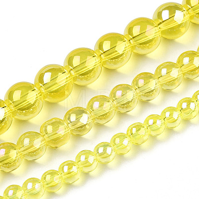 Electroplate Transparent Glass Beads Strands GLAA-T032-T6mm-AB12-1