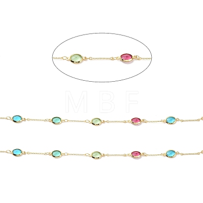 Colorful Glass Oval Link Chains KK-F862-51G-1
