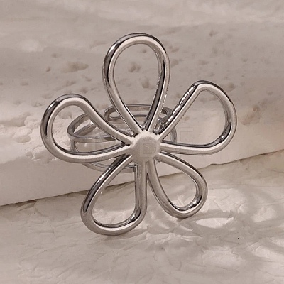 304 Stainless Steel Open Cuff Rings for Women RJEW-U060-04A-P-1