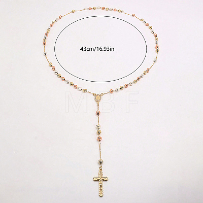Vintage 304 Stainless Steel Round Rosary Bead Necklaces VJ4936-1-1