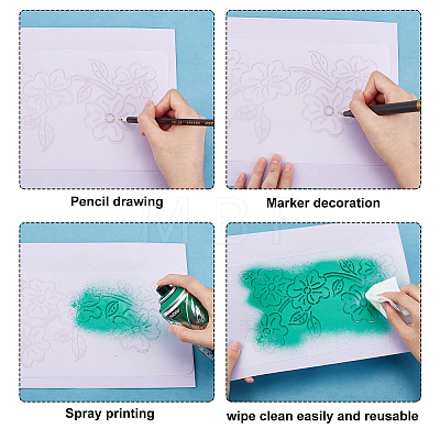 CHGCRAFT 2Sheets 2 Styles Plastic Drawing Painting Stencils Templates DIY-CA0001-86-1