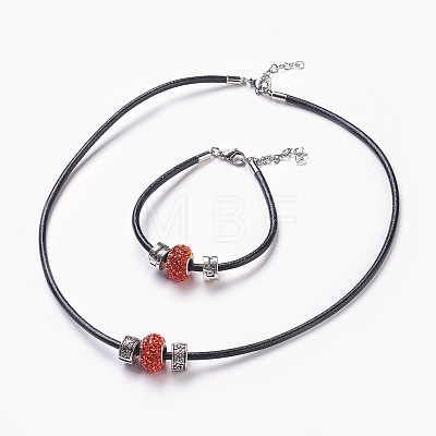 Cowhide Leather Cord Jewelry Sets SJEW-JS00989-1