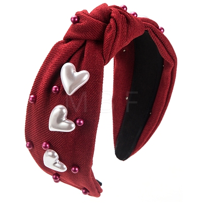 Valentine's Day Heart Plastic Pearl Hair Bands PW-WG33285-04-1