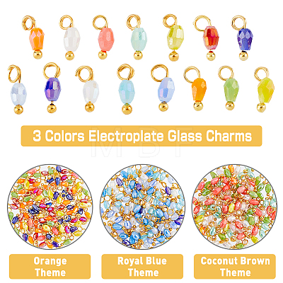 300Pcs 3 Colors Electroplate Glass Charms FIND-DC0001-77-1
