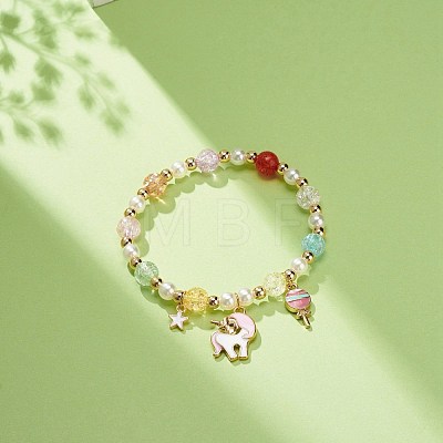Colorful Alloy Enamel Cute Charms Bracelet BJEW-JB08661-04-1