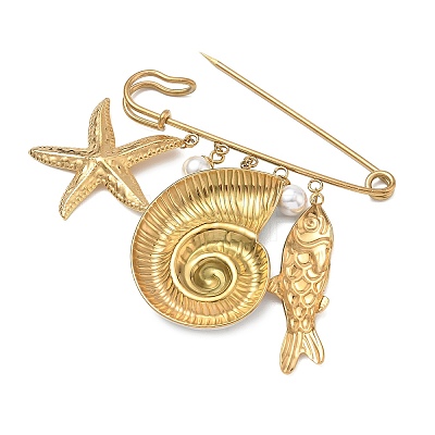 Marine Animal 304 Stainless Steel Enamel Pendant Brooches SA-E001-04G-A-1