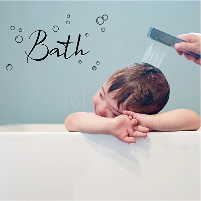 Rectangle with Word Bath PVC Wall Stickers DIY-WH0228-184-1