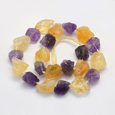 Rough Raw Natural Amethyst and Citrine Beads Strands G-K202-22B-1