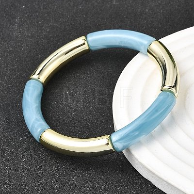 Plating Resin Beads Stretch Bracelets for Women BJEW-P374-01G-1